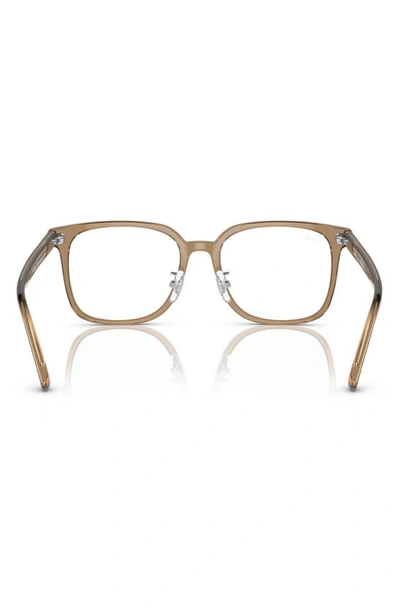 Shop Ray Ban 54mm Square Optical Glasses In Transparent Brown