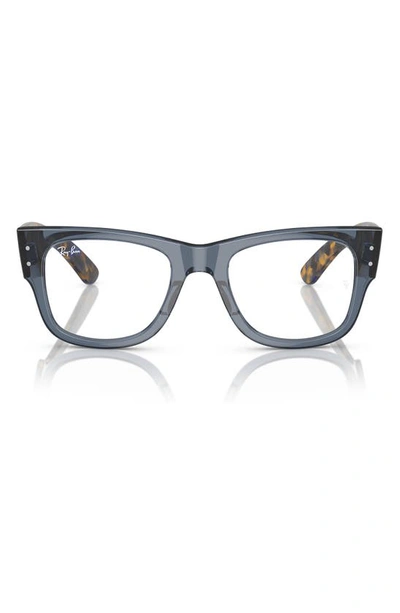 Shop Ray Ban Mega Wayfarer 51mm Square Optical Glasses In Dark Blue