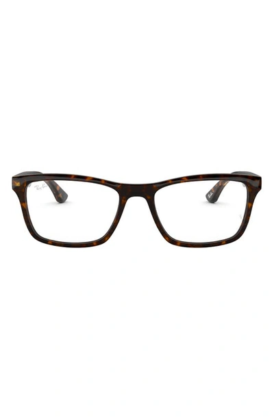 Shop Ray Ban 57mm Square Optical Glasses In Dk Havana