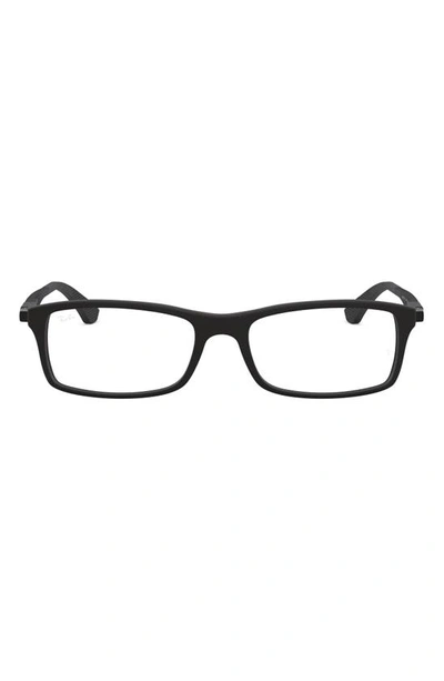 Shop Ray Ban 56mm Rectangular Optical Glasses In Matte Black