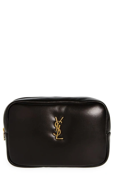 Shop Saint Laurent Cassandre Lambskin Leather Pouch In Nero