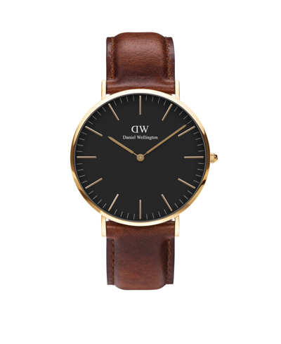 Shop Daniel Wellington Men's Classic Saint Mawes Brown Leather Watch 40mm