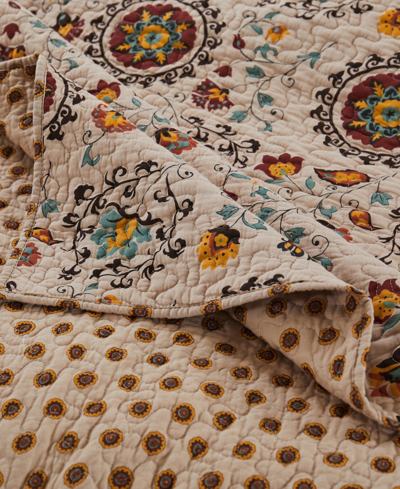 Greenland Home Fashions Andorra Cotton Reversible 5 Piece Quilt Set, King In Taupe