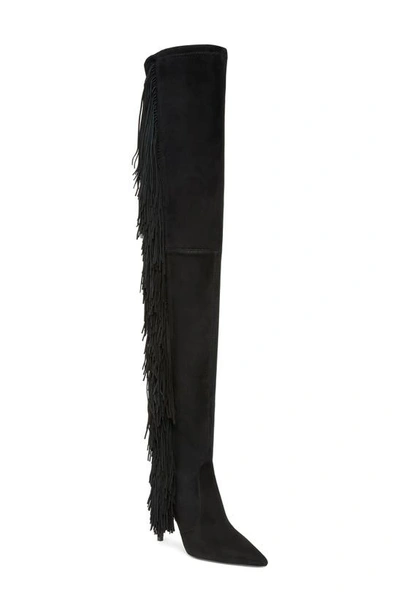 Shop Stuart Weitzman Ultrastuart Fringe Over The Knee Boot In Black Leather