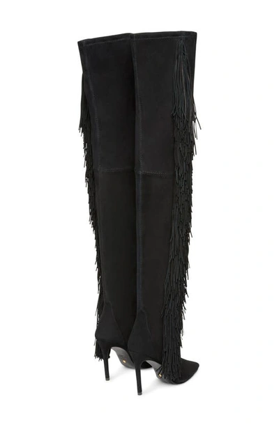 Stuart Weitzman Ultrastuart Fringe Over The Knee Boot In Black Leather