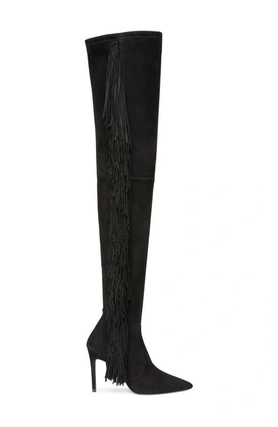 Stuart Weitzman Ultrastuart Fringe Over The Knee Boot In Black Leather