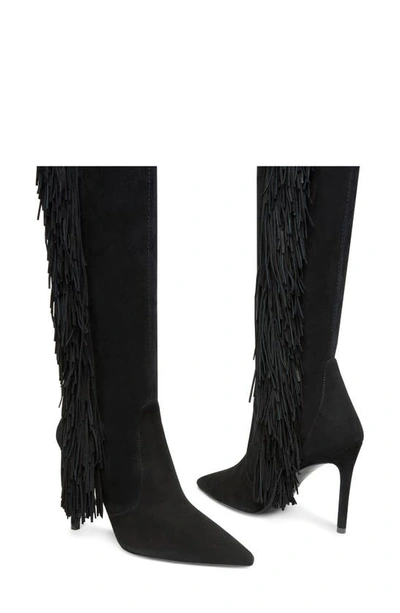 Stuart Weitzman Ultrastuart Fringe Over The Knee Boot In Black Leather