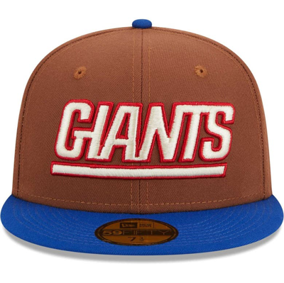 New Era Men's  Brown, Royal New York Giants Harvest 75th Anniversary 59fifty Fitted Hat In Brown