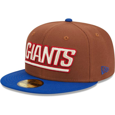 New Era Men's  Brown, Royal New York Giants Harvest 75th Anniversary 59fifty Fitted Hat In Brown