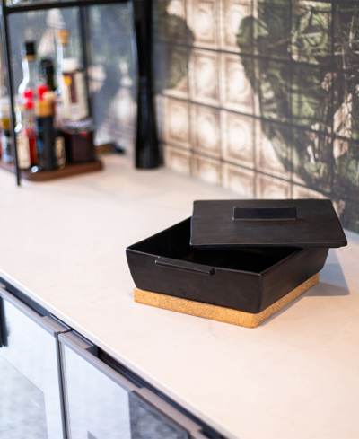 Shop Dutchdeluxes Ceramic Medium Oven Dish 3-piece Set, 10.5" X 9.5" X 4" In Black Matt