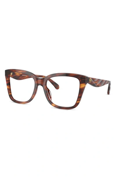 Tory Burch 55mm Square Optical Glasses In Dark Brown