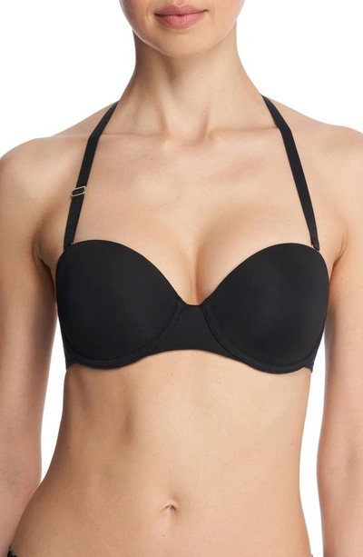 Shop Natori Pure Luxe Strapless Contour Underwire Bra In Black