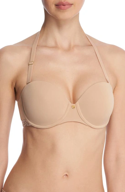 Shop Natori Pure Luxe Strapless Contour Underwire Bra In Cafe