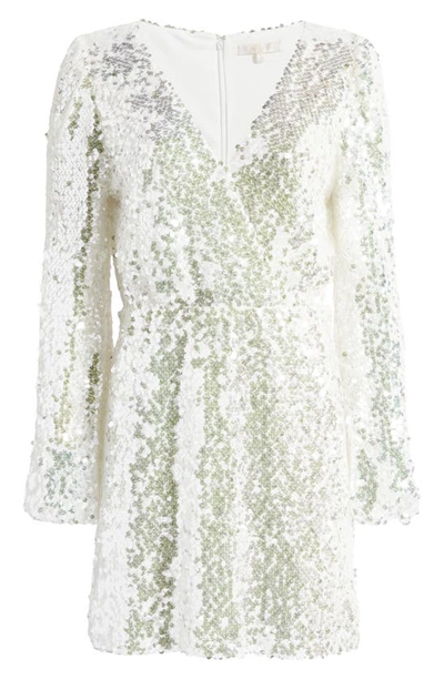 Wayf Carrie Long Sleeve Sequin Minidress In Silver Sequin