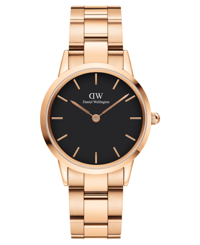 Shop Daniel Wellington Women's Iconic Link Rose Gold-tone Stainless Steel Watch 32mm In Rose-gold