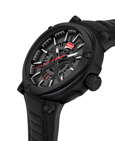 Shop Ducati Corse Men's Quartz Black Genuine Leather Silicone Watch 49mm