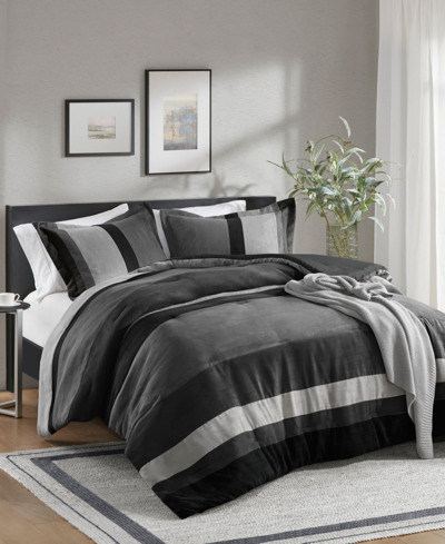 510 Design Boulder Stripe Micro Suede 2-pc. Comforter Set, Twin/twin Xl In Black