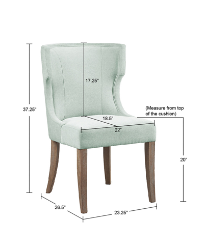 Madison Park 23.25" Carson Wide Wood Upholstered Wingback Dining Chair In Light Sage Green