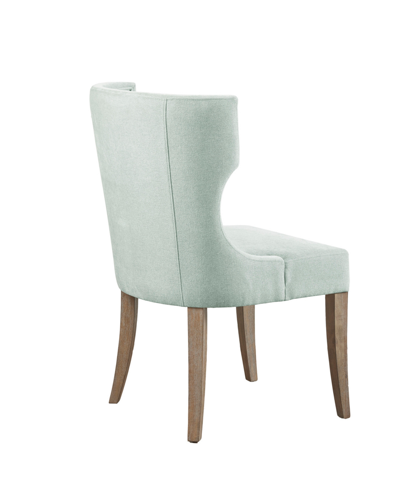 Madison Park 23.25" Carson Wide Wood Upholstered Wingback Dining Chair In Light Sage Green