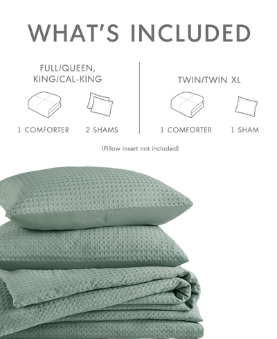 510 Design Mina Waffle Textured 3-pc. Comforter Set, Full/queen In Sage Green