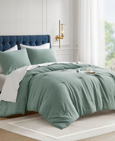 510 Design Mina Waffle Textured 3-pc. Comforter Set, Full/queen In Sage Green