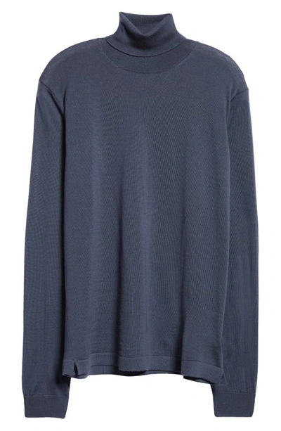 Shop Thom Sweeney Merino Wool Turtleneck Sweater In Slate Blue