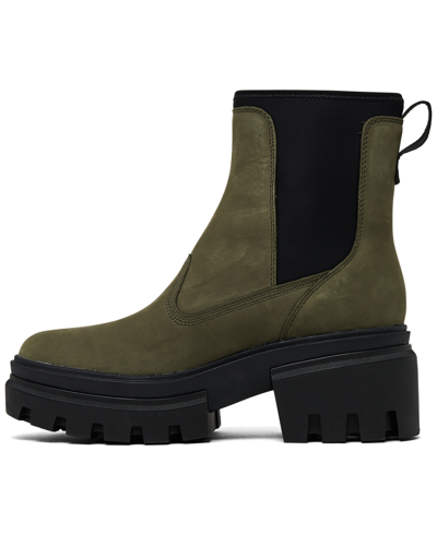 Shop Timberland Women's Everleigh Chelsea Boots From Finish Line In Deep Green Nubuck