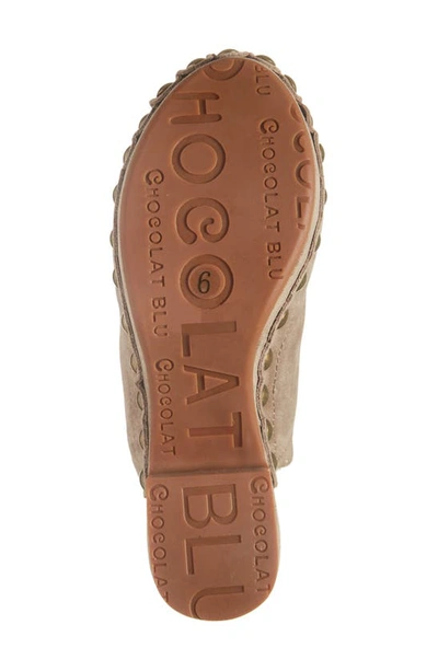 Chocolat Blu Gareth Platform Mule In Taupe Suede-shearling