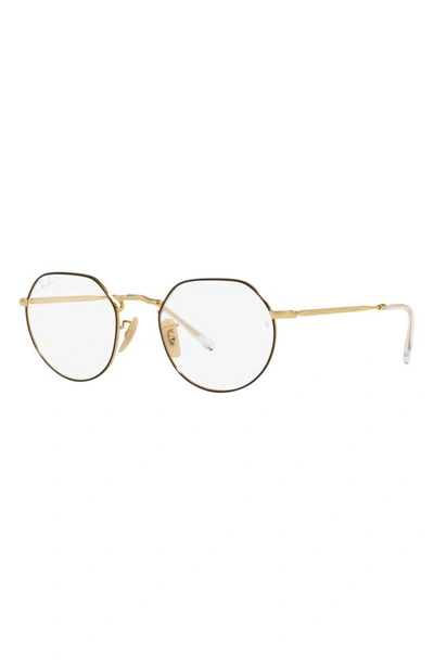 Shop Ray Ban Unisex Jack 49mm Hexagonal Optical Glasses In Light Gold