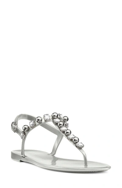 Shop Stuart Weitzman Goldie Crystal Jelly Sandal In Silver