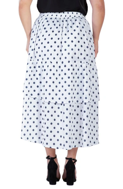 Shop S And P Polka Dot Tiered High-low Skirt In Blue Polka Dot