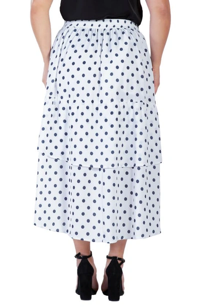 S And P Polka Dot Tiered High-low Skirt In Blue Polka Dot