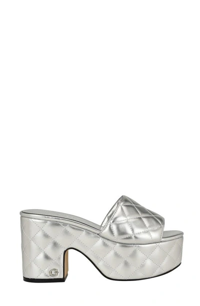 Shop Guess Yanni Platform Slide Sandal In Silver