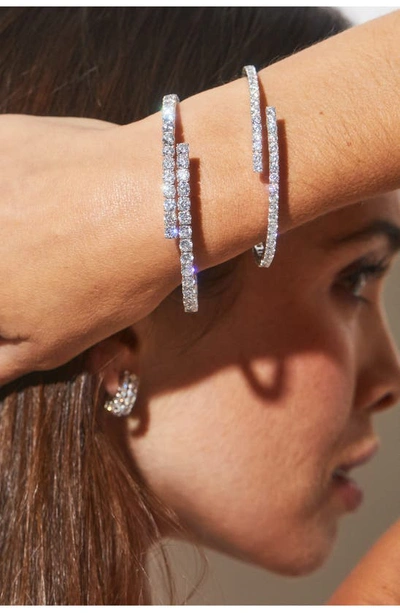 Nadri Cubic Zirconia Bypass Bangle In Rhodium