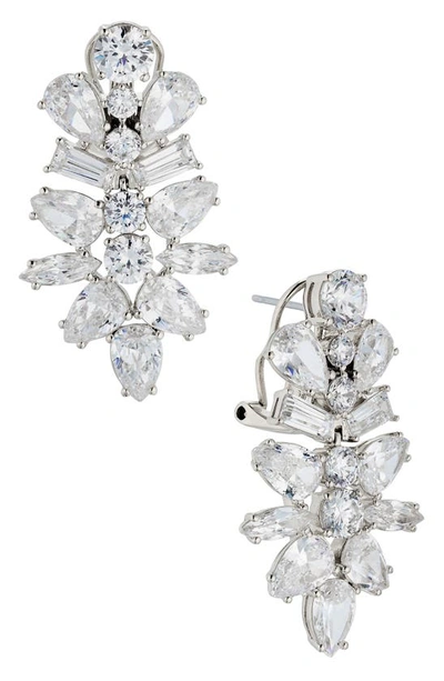 Shop Nadri Cubic Zirconia Cluster Drop Earrings In Rhodium