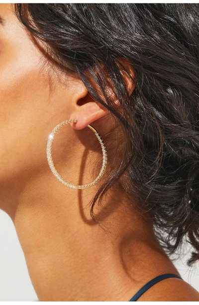 Nadri Inside Out Hoop Earrings In 18k Gold Plated Or Rhodium Plated In Rhodium