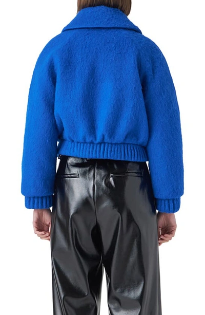 Grey Lab Felted Wool Blend Bomber Jacket In Blue