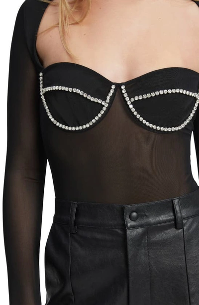 Shop Bardot Carter Diamante Mesh Bodysuit In Black