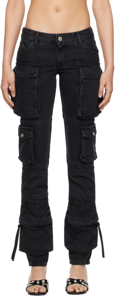 Attico Essie Flared Cargo Pants In 100 Black