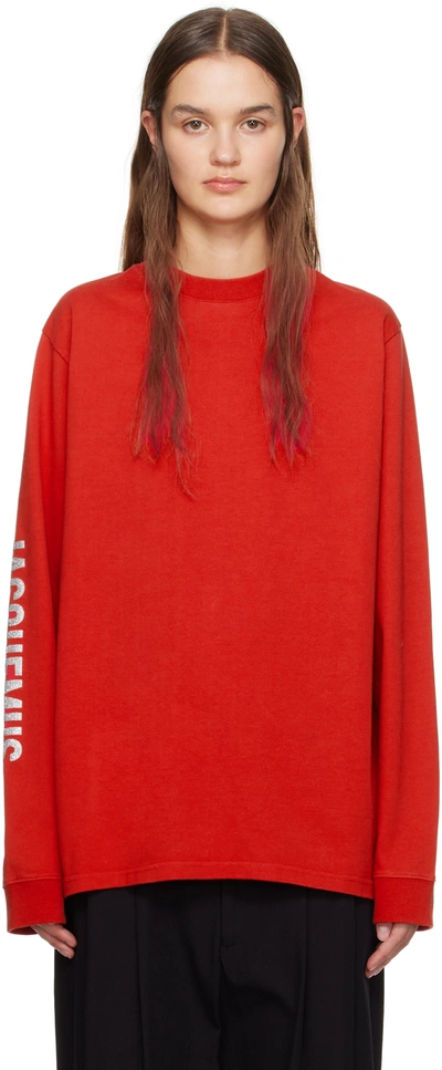 Shop Jacquemus Red Guirlande 'le T-shirt Brilho' Long Sleeve T-shirt In 472 Red 2