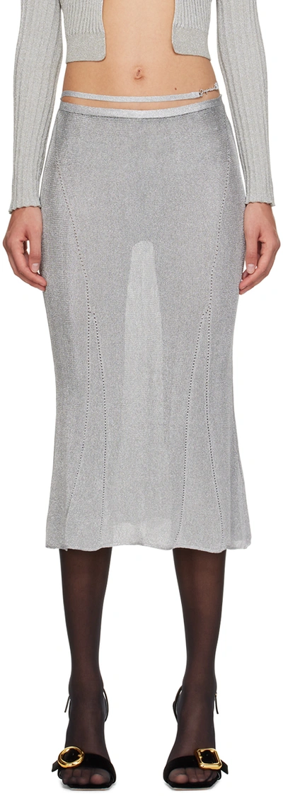 Jacquemus Silver Guirlande 'la Jupe Brilho' Midi Skirt In 980 Silver