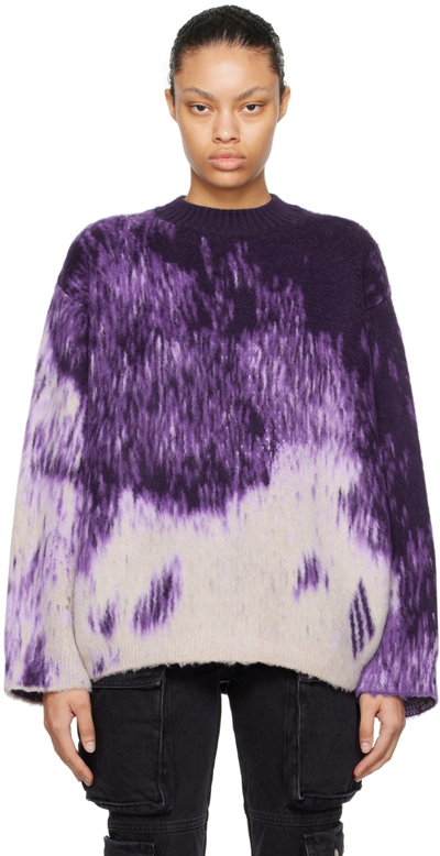Shop Attico Purple Jacquard Sweater In 669 Purple Shades