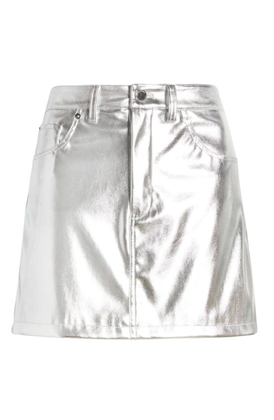 Shop Blanknyc Metallic Faux Leather Miniskirt In Silver Springs