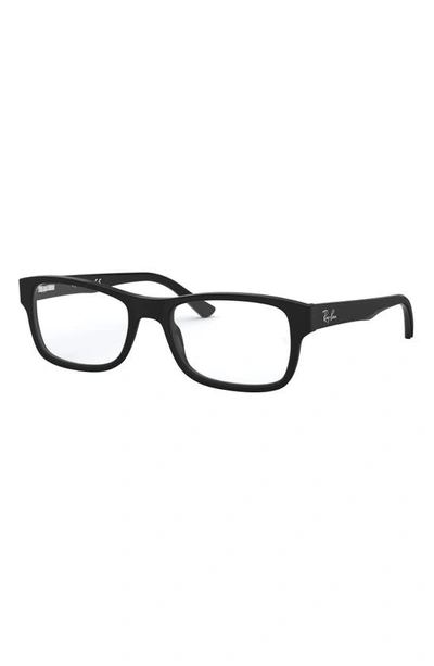 Ray Ban Unisex 52mm Rectangular Optical Glasses In Matte Black