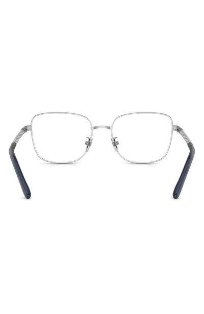Shop Tory Burch 53mm Square Optical Glasses In Shiny Silver