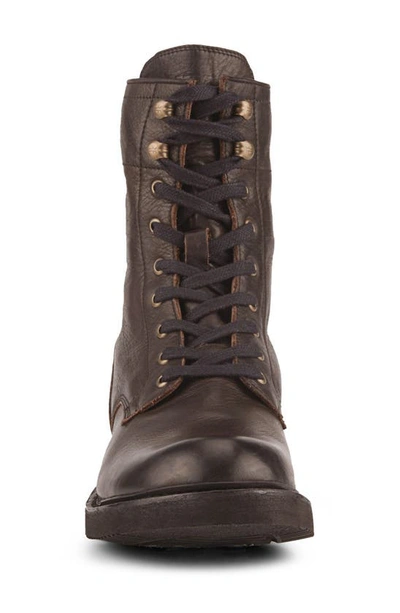 Shop Frye Dean Combat Boot In Chocolate - Waxed Velour
