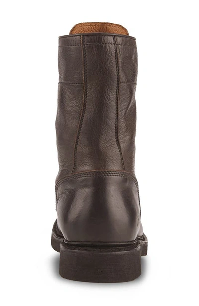 Frye Dean Combat Boot In Chocolate - Waxed Velour