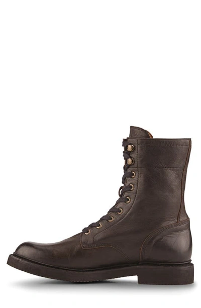 Frye Dean Combat Boot In Chocolate - Waxed Velour