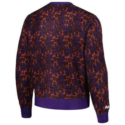 Shop Pleasures Purple Chicago Cubs Cheetah Cardigan Button-up Sweater