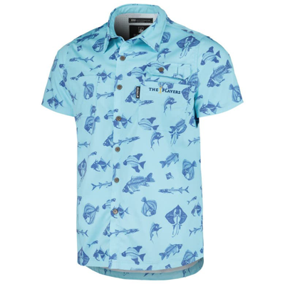 Shop Flomotion Blue The Players Fishing Tri-blend Button-up Shirt
